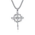 Collana con croce corona di spine in acciaio inossidabile argento con catena - Colore Acciaio + Catena / 3mmx60cm