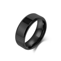 Minimalist high-polished black titanium steel ring with double-beveled edges and inner arc - Size 6 / 8mm / Black