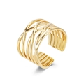 Golden 18K gold plated wide open ring with multi-layer crisscross woven design - Adjustable Open / Crisscross Woven Hollow (F) / Gold