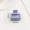 Purple matte square hair claw clip with geometric hollow design and 5cm compact size - Light Purple (d21)