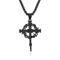 Collana con pendente a croce con chiodi e corona di spine in acciaio inossidabile nero - Nero con Catena / 3mmx60cm