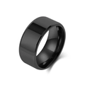 Polished black stainless steel ring with double beveled edges and mirror finish - Size 6 / 10mm / Black