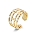 Three-layer open ring in 18K gold plated titanium steel with a sleek geometric design - Adjustable Open / Three-layer Parallel Rings (G) / Gold