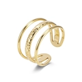 Three-layer 18K gold plated titanium steel ring with hammered texture and adjustable opening - Adjustable Open / Hammered Texture Stacked (H) / Gold
