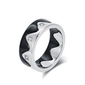 Creative crown style detachable couple ring set with silver metal and black enamel finish - 6# / Steel Black Two-Tone