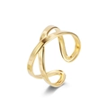Polished 18K gold-plated titanium steel ring with elegant minimalist X-shaped cross design - Adjustable Open / Simple X-shape Crisscross (J) / Gold