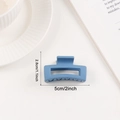 Matte blue square hair claw clip, 5cm length shark clip for daily hair styling - Blue (D25)