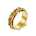 Golden stainless steel spinner ring featuring vintage evil eye engraving and matte finish - Size 6 / Gold