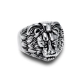 Vintage lion head ring for men in oxidized stainless steel with punk rock aesthetic - Size 8 / Steel