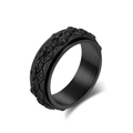 Men's vintage black stainless steel spinning ring with embossed devil's eye pattern - Size 6 / Black
