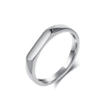 Minimalist geometric stainless steel ring with a polished rectangular flat top design - Size 6 / Steel