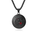 Vintage black Knights Templar shield necklace with red cross and Greek fret pattern - Black With 3mmx60cm Round Link Chain