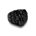 Men's vintage lion head ring in matte black stainless steel with hip hop style design - Size 8 / Black