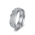 Minimalist silver steel ring with diamond grid pattern and matte frosted finish - 6# / Steel