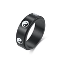 Brushed black stainless steel spinner ring with Tai Chi yin yang patterns for men - Size 7 / Black