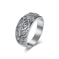 Anillo punk gótico de acero inoxidable con relieve de ojo y textura martillada vintage - US 7 / Color Acero
