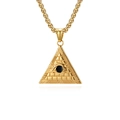 Polished gold stainless steel pyramid necklace featuring Eye of Providence pendant - Gold Color With 3mmx60cm Box Chain