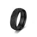 Matte black stainless steel ring with diamond pattern and textured geometric finish - 6# / Black