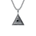 Polished stainless steel Eye of Providence pendant necklace with silver chain for men - Steel Color With 3mmx60cm Box Chain