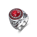 Vintage men's stainless steel ring with large red gemstone and ornate baroque engravings - 8# / Red Jasper