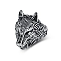 Anillo de cabeza de lobo vikingo vintage para hombre en acero inoxidable plateado con textura - 8# / Color acero