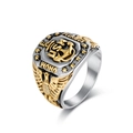 Anillo de sello USN Navy de acero inoxidable con ancla y águila para hombre bicolor - Talla 7 / Bicolor (Oro y Plata)