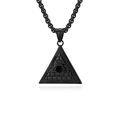 Black stainless steel necklace with eye of providence pyramid pendant and round link chain - Black With 3mmx60cm Round Link Chain