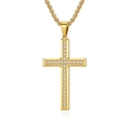 Collana con ciondolo a croce in acciaio inossidabile dorato con diamanti zirconi - Oro Con Catena 3x60cm