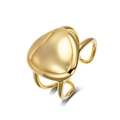 Anillo de acero inoxidable chapado en oro de 18K con diseño orgánico y acabado liso - 5# / Dorado