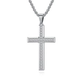 Collana con ciondolo a croce in acciaio al titanio lucido con diamanti scintillanti per uomo e donna - Color Acciaio Con Catena 3x60cm