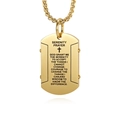 Polished gold stainless steel dog tag necklace for men with cross and Serenity Prayer - With Chain / Gold