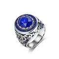 Vintage stainless steel ring for men featuring a large blue gemstone and Celtic patterns - 8# / Blue Stone