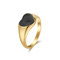Anillo de acero inoxidable chapado en oro de 18K con incrustación negra ondulada de mujer - 5# / Negro