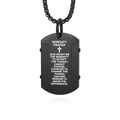 Hip hop black stainless steel dog tag necklace with engraved Serenity Prayer and cross - With Chain / Black