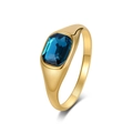 Eleganter 18K vergoldeter Edelstahlring mit einem strahlenden blauen rechteckigen Edelstein - 5# / Gold/Blau
