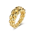 Bague torsadée en acier inoxydable doré poli avec design tressé élégant pour femme - Taille 7 / Doré