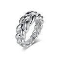 Bague dôme en acier inoxydable poli au design tressé épais et torsadé de style croissant - Taille 7 / Couleur Acier