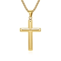 Poliertes Gold Edelstahl Kreuzkette mit elegantem 3D-Anhänger an einer Boxkette - Passende Box-Kette / Gold