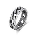 Vintage oxidized silver Cuban link chain ring for men and women in retro hip-hop style - US 7 / Antique Silver