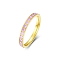 Elegante anello in acciaio inossidabile dorato 3mm con zirconi viola micro-pavé - Zirconia Rosa (Oro)