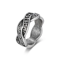 Vintage Noordse Viking ring van roestvrij staal met Keltische knopen en runen - Maat 7 / Antiek Zilver