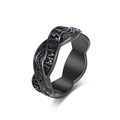 Vintage zwarte roestvrijstalen Viking ring met Noordse Keltische knoopvlechtpatronen - Maat 7 / Zwart
