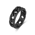 Men's punk Cuban link chain ring in matte black finish stainless steel design - US 7 / Black
