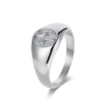 Anello con sigillo in acciaio inossidabile argento con croce a rilievo per uomo e donna - Taglia 6 / Color Acciaio