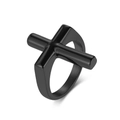 Anillo de cruz en acero de titanio negro pulido con estética punk minimalista - Talla 7 / Negro