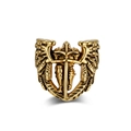 Anello gotico in oro con ali d'angelo e spada di San Michele su sfondo bianco - Taglia 7 / Oro