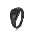 Anello con sigillo minimalista in acciaio inossidabile nero con croce in rilievo 3D - Taglia 6 / Nero