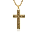 Vintage-Halskette mit gotischem Kreuz in Gold und aufwendigem Sternenrelief-Muster - Gold (Mit Kette)