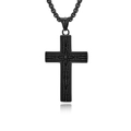 Gotische Punk-Halskette mit schwarzem Kreuzanhänger für Herren mit Sternenmuster-Finish - Schwarz (Mit Kette)