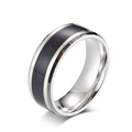 Silver stainless steel temperature ring with black band and red I Love You text - Size 7 / Steel